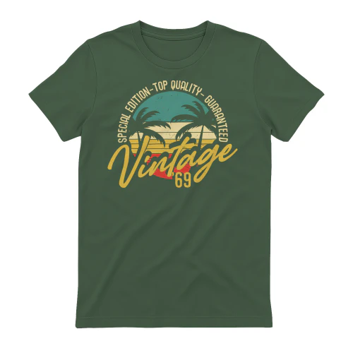 Vintage 69 Tropical Sunset Graphic - Retro Birthday Beach Vacation Style