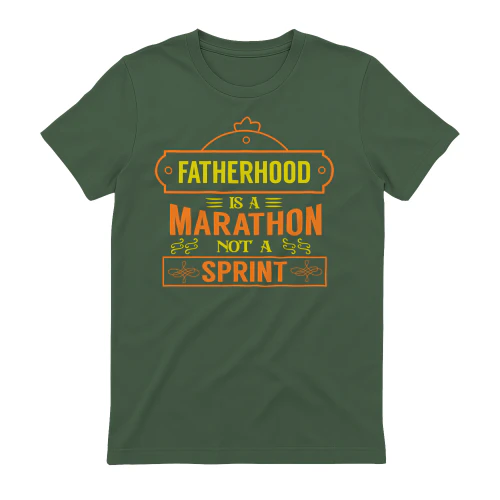 Fatherhood Is A Marathon Not A Sprint Orange Vintage Frame Father's Day Design