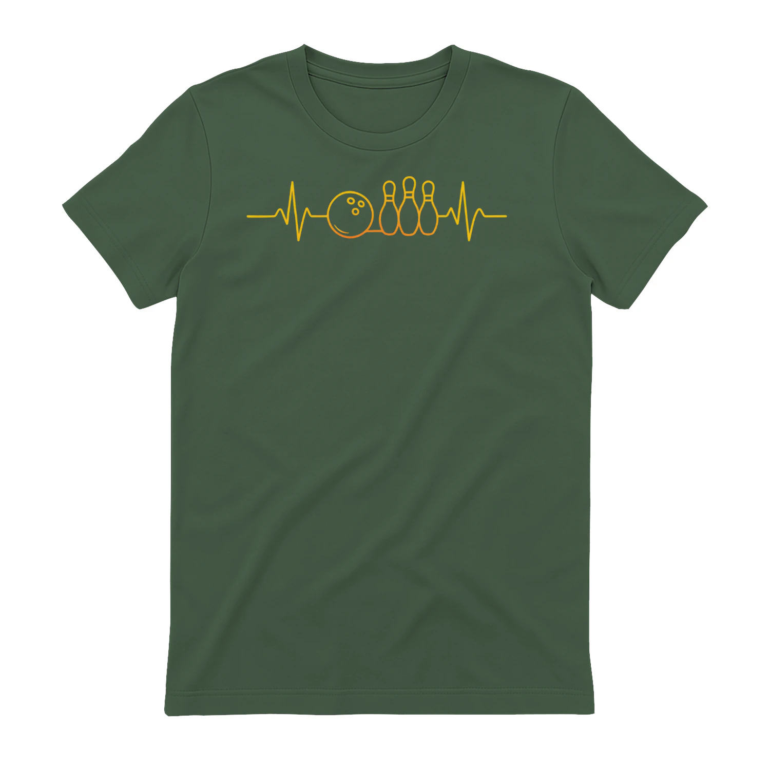 Bowling Heartbeat Pulse EKG Golden Line Art - Bowler Graphic Design