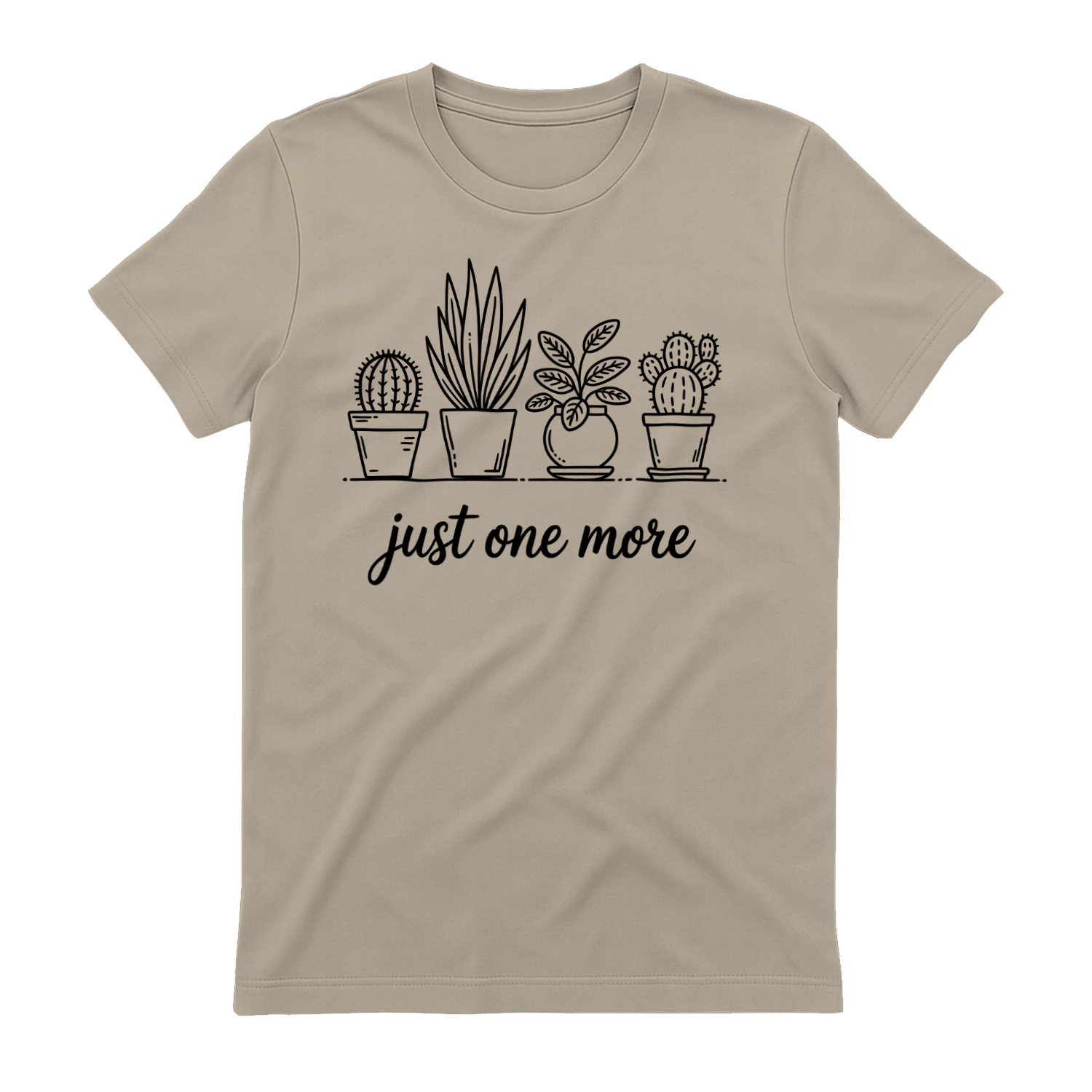 Just One More Plant Minimalist Potted Cactus Line Art Graphic Design
