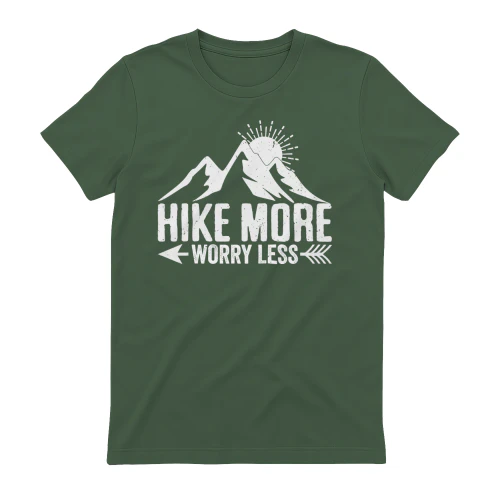 Hike More Worry Less Distressed Mountain - Outdoor Arrow Graphic