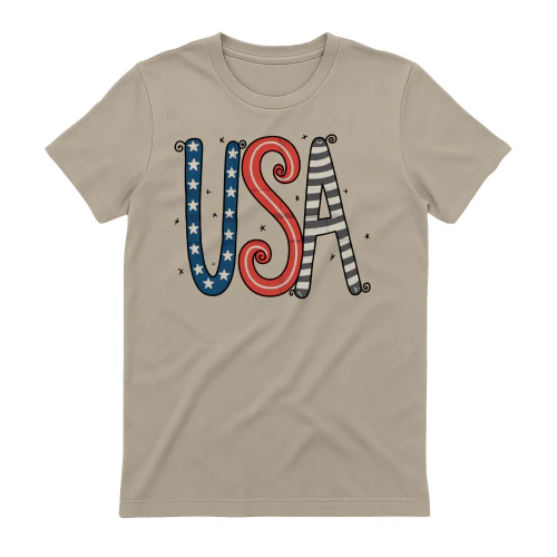 USA Doodle Typography Stars And Stripes - Patriotic America Graphic