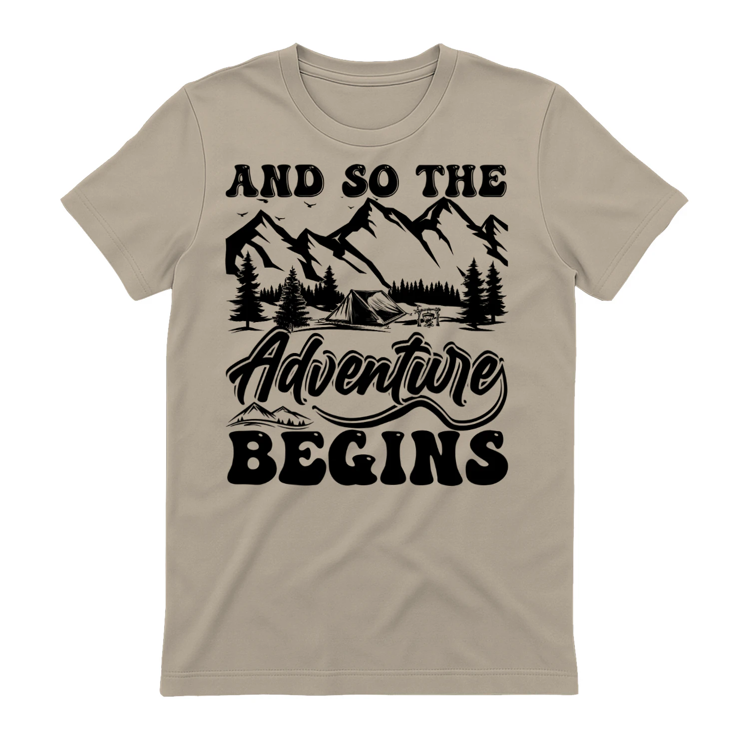 And So The Adventure Begins Vintage Mountain Camping Graphic Design