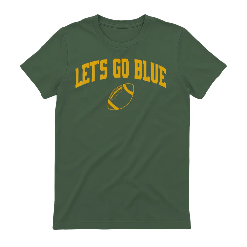 Let's Go Blue Yellow Block Lettering - Football Fan Game Day Design