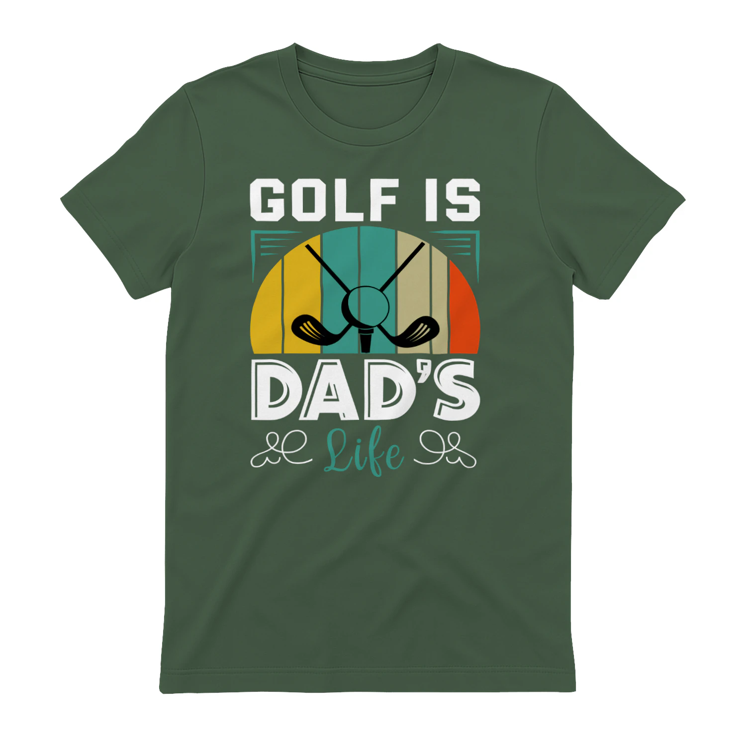 Golf Is Dad's Life Retro Sunset Clubs Graphic Father's Day Design