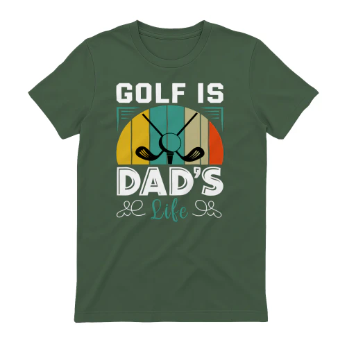 Golf Is Dad's Life Retro Sunset Clubs Graphic Father's Day Design