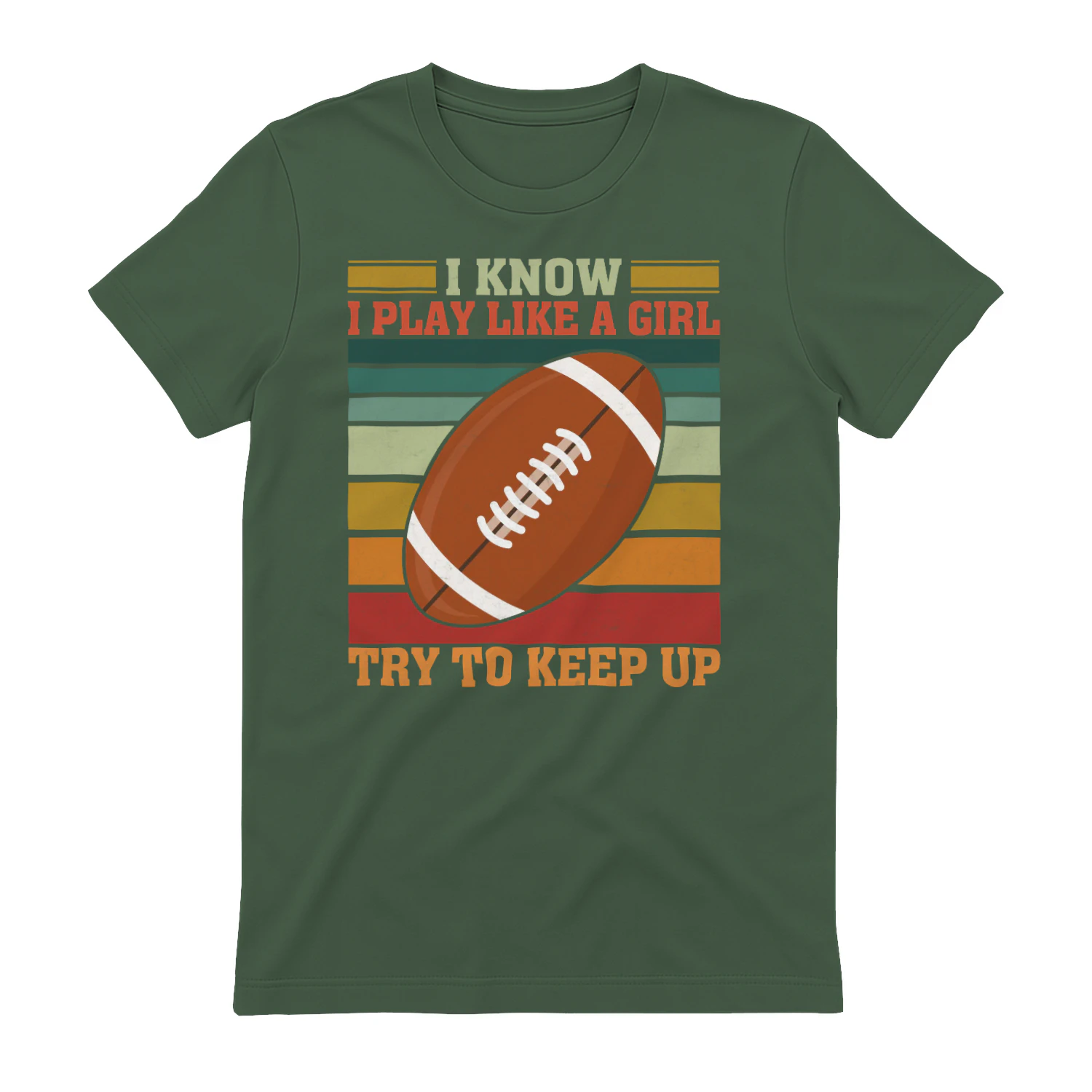 I Know I Play Like A Girl Try To Keep Up Retro Sunset Football - Girls Sports Design