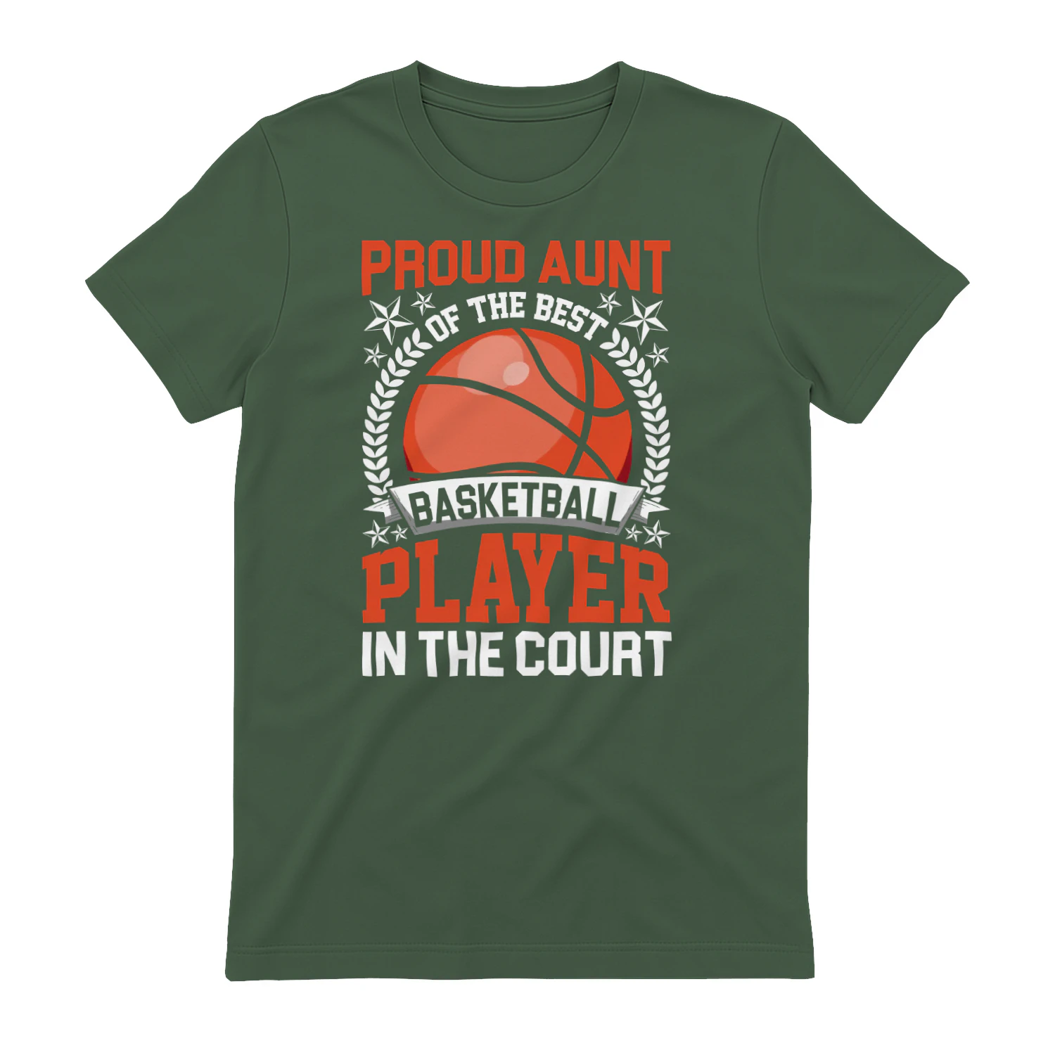 Proud Aunt Of The Best Basketball Player In The Court - Retro Orange Slogan Graphic