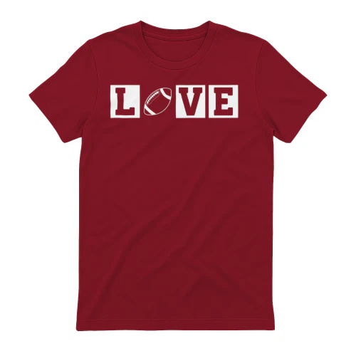 Love Football Season Framed Block Lettering - Athletic Game Day Design