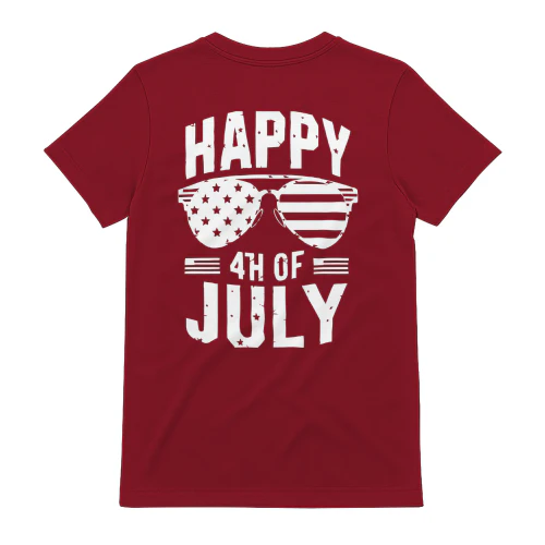 Happy 4th Of July American Flag Sunglasses Typography Graphic