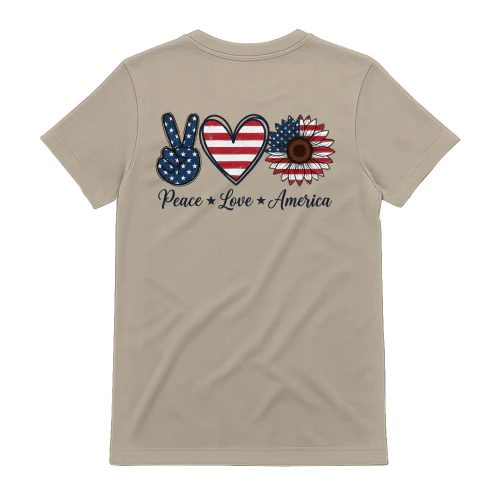 Peace Love America Sunflower Flag Patriotic Graphic