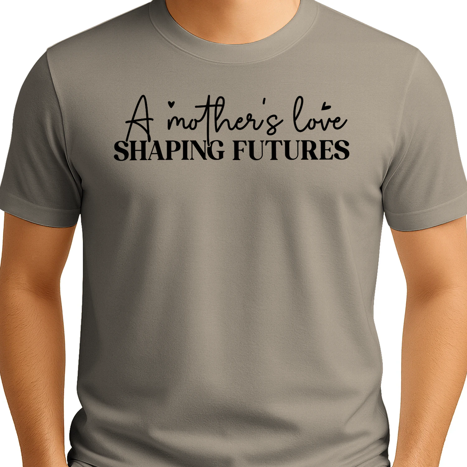 A Mother's Love Shaping Futures Cursive Script Hearts Typography Design