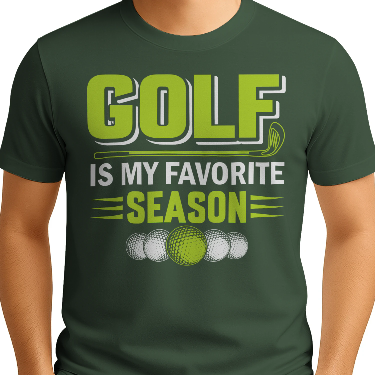 Golf Is My Favorite Season Funny Sports Quote - Vibrant Green Golfer Design