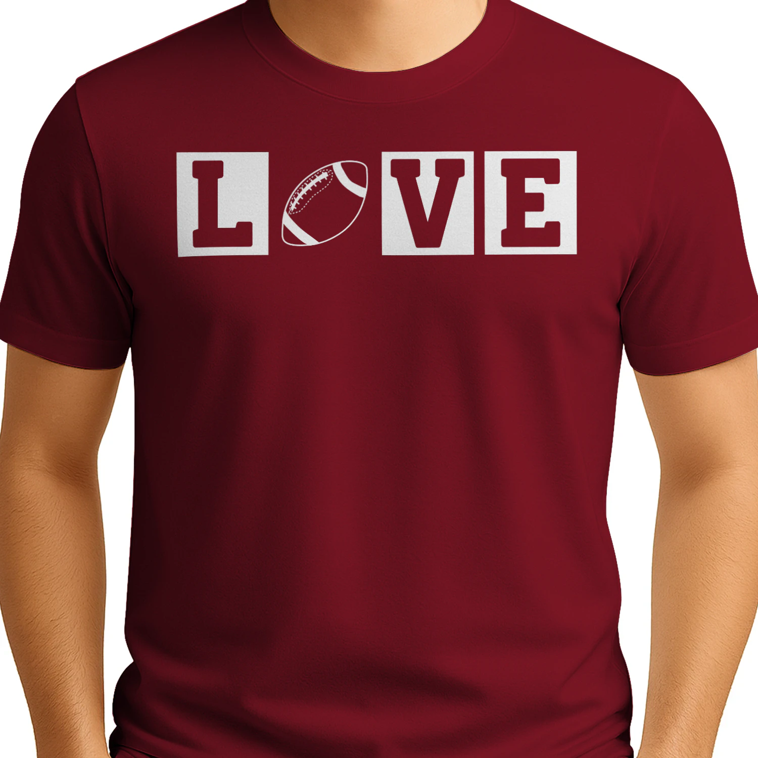 Love Football Season Framed Block Lettering - Athletic Game Day Design