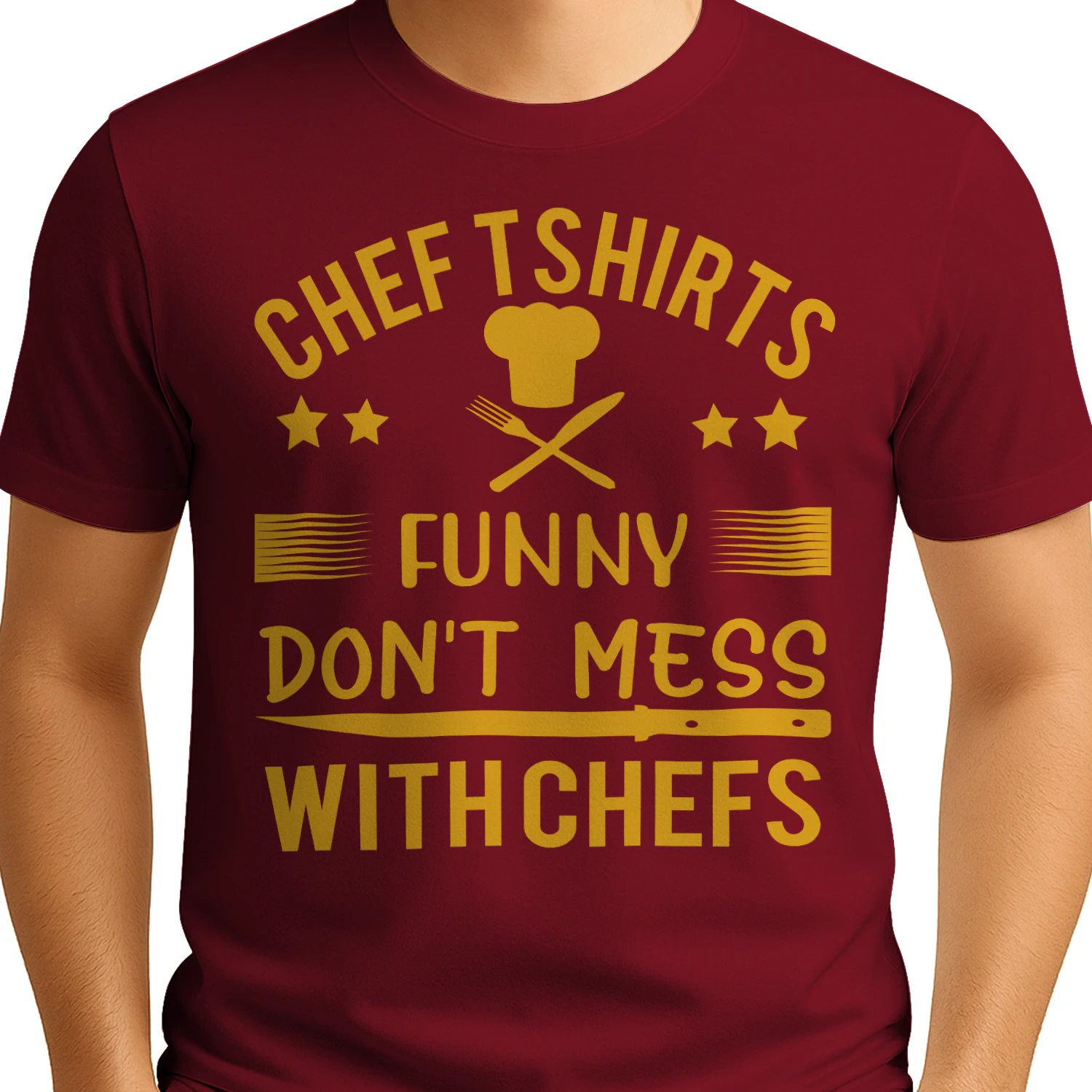 Funny Don't Mess With Chefs Chef Hat Knife Fork Culinary Design