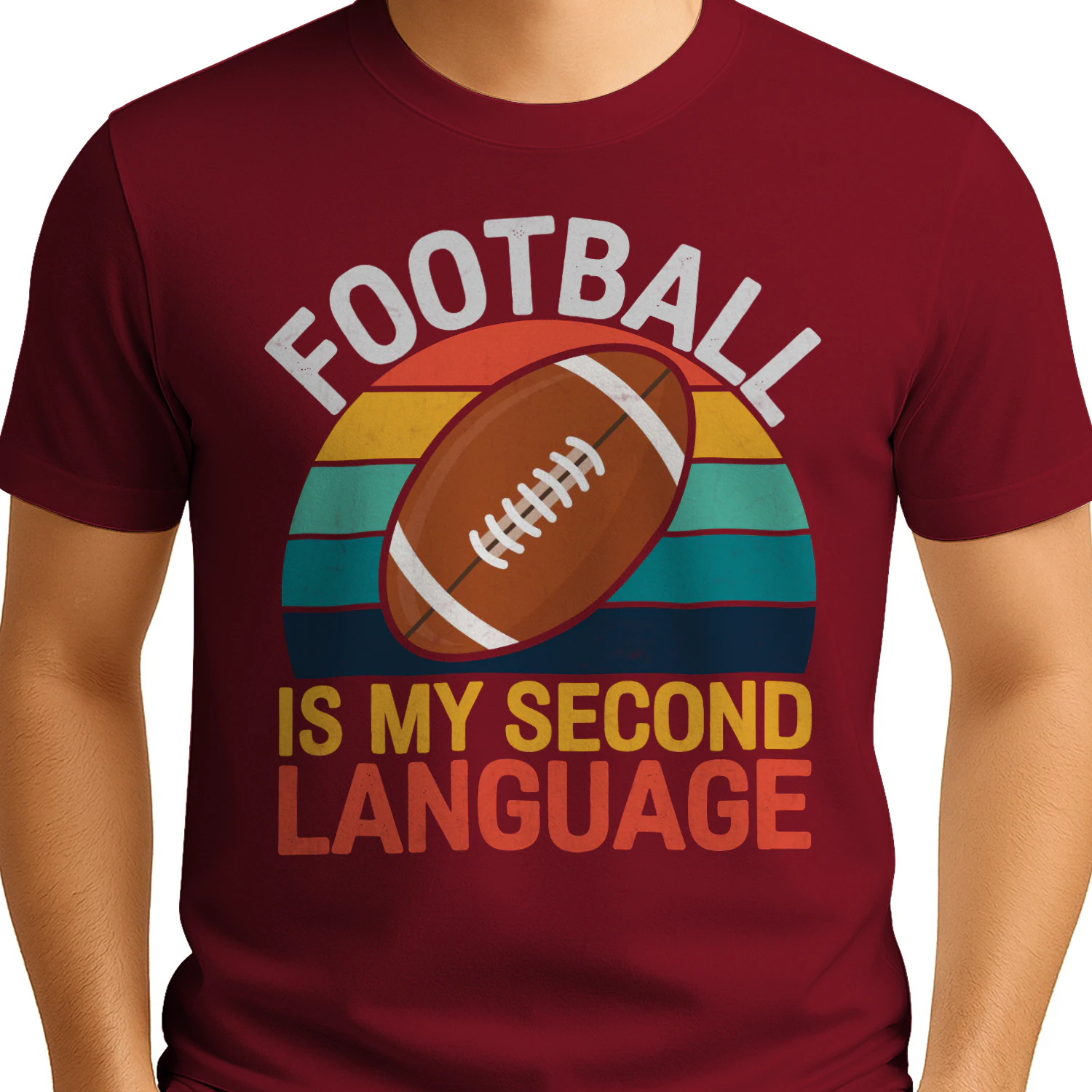 Football Is My Second Language Retro Vintage Sunset - Funny Sports Quote Design