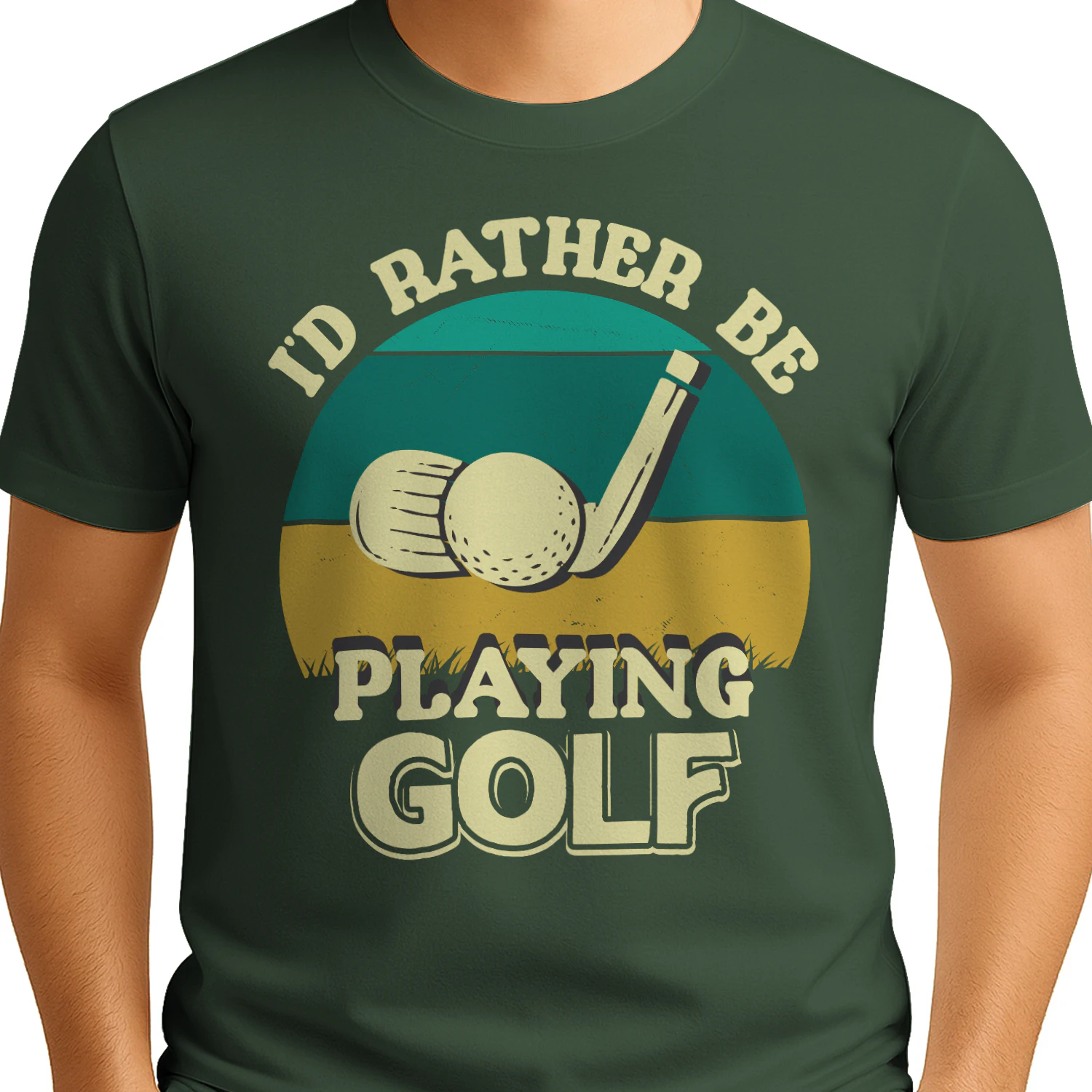 I’d Rather Be Playing Golf Funny Golfer Quote - Retro Sunset Vintage Sports Design