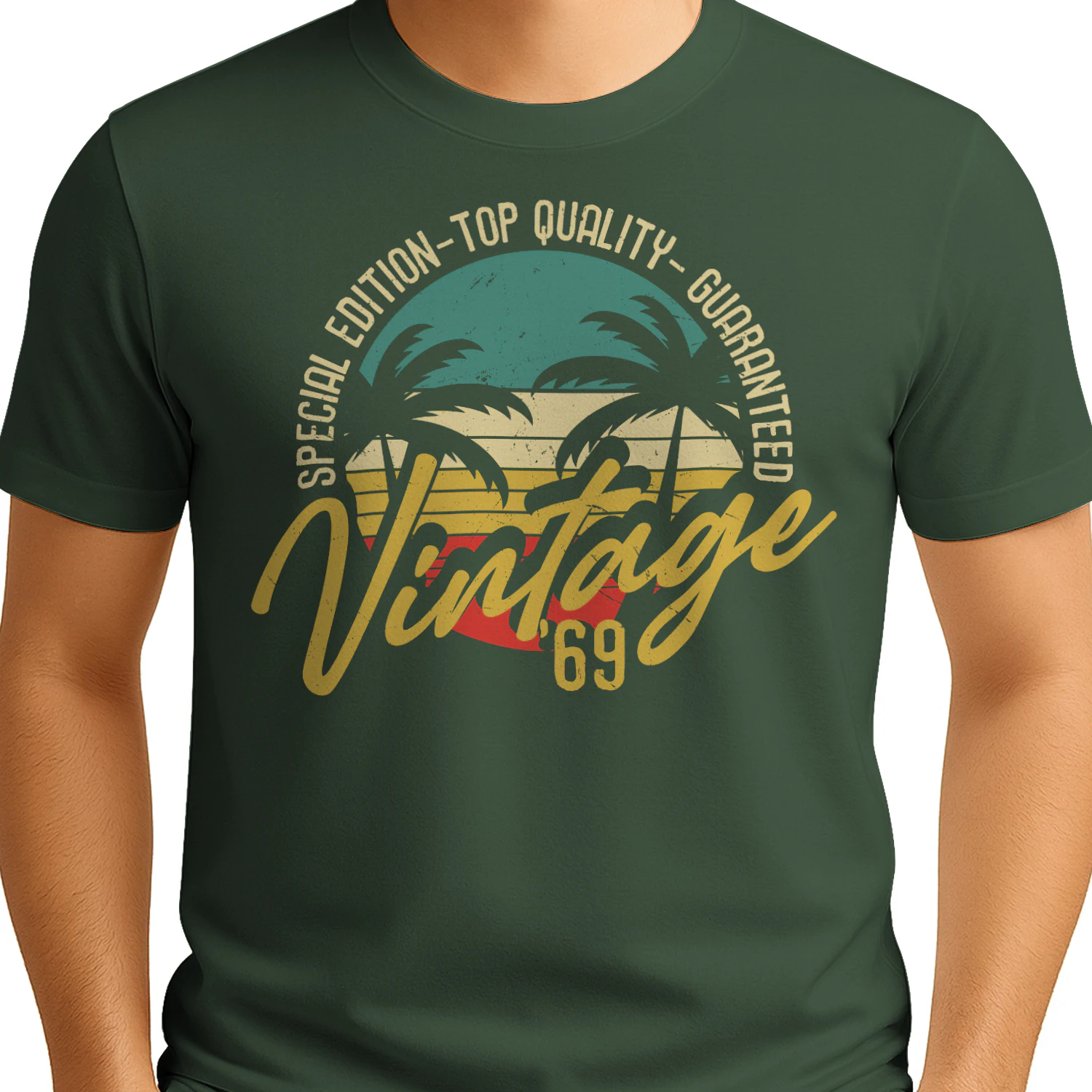 Vintage 69 Tropical Sunset Graphic - Retro Birthday Beach Vacation Style