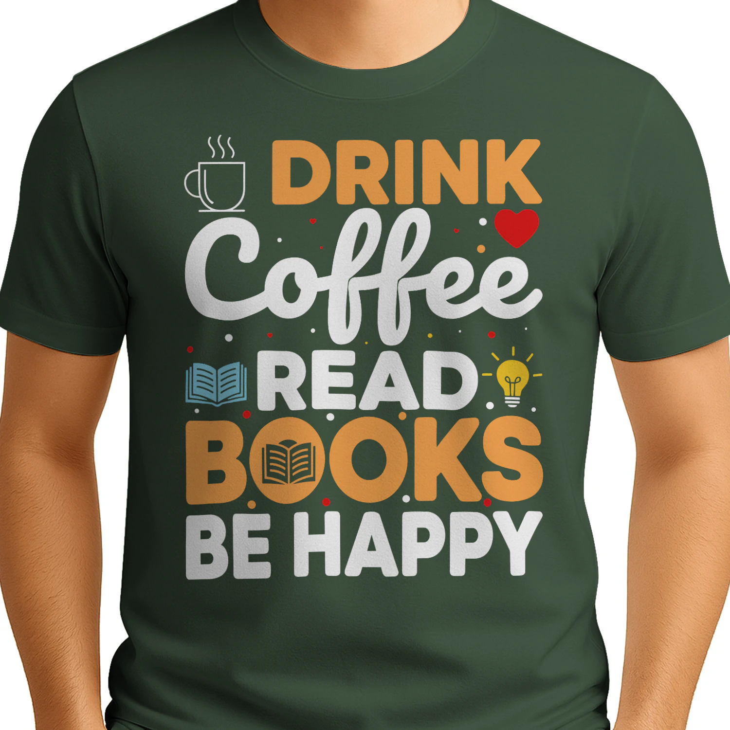 Drink Coffee Read Books Be Happy Funny Book Lover Quote - Colorful Reading Design