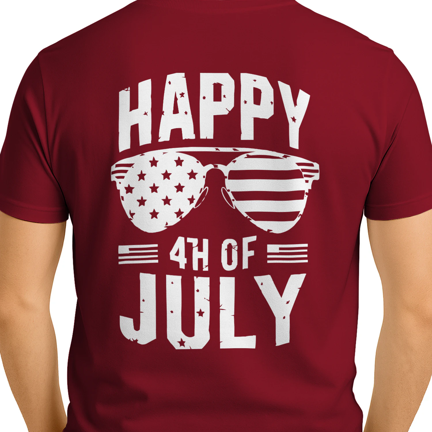 Happy 4th Of July American Flag Sunglasses Typography Graphic