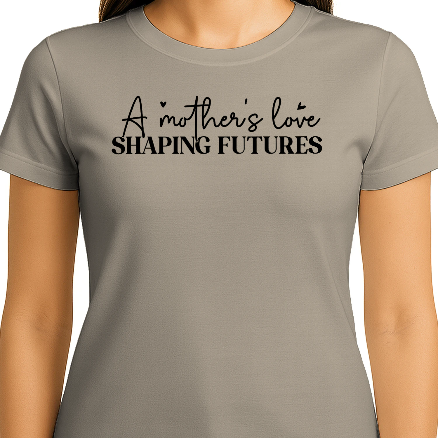 A Mother's Love Shaping Futures Cursive Script Hearts Typography Design