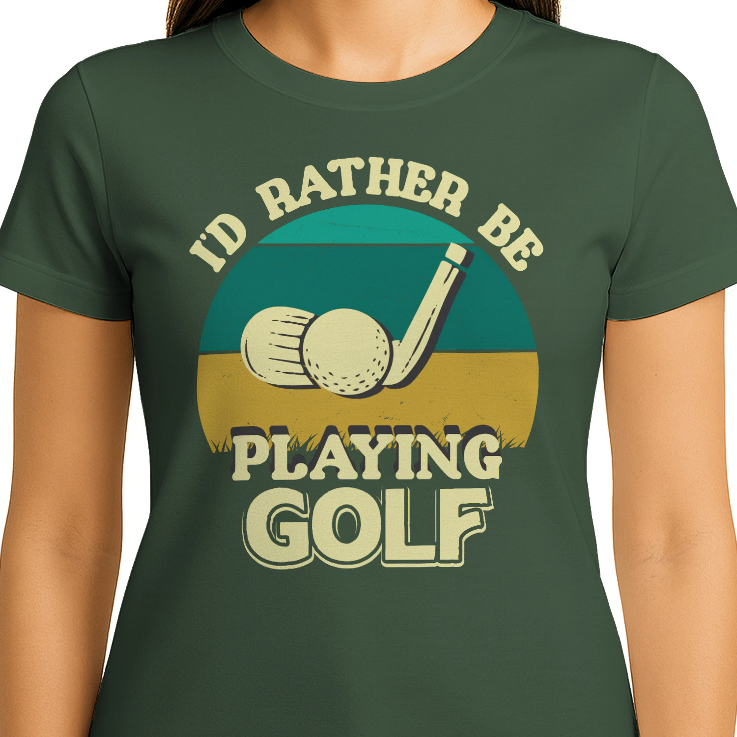 I’d Rather Be Playing Golf Funny Golfer Quote - Retro Sunset Vintage Sports Design