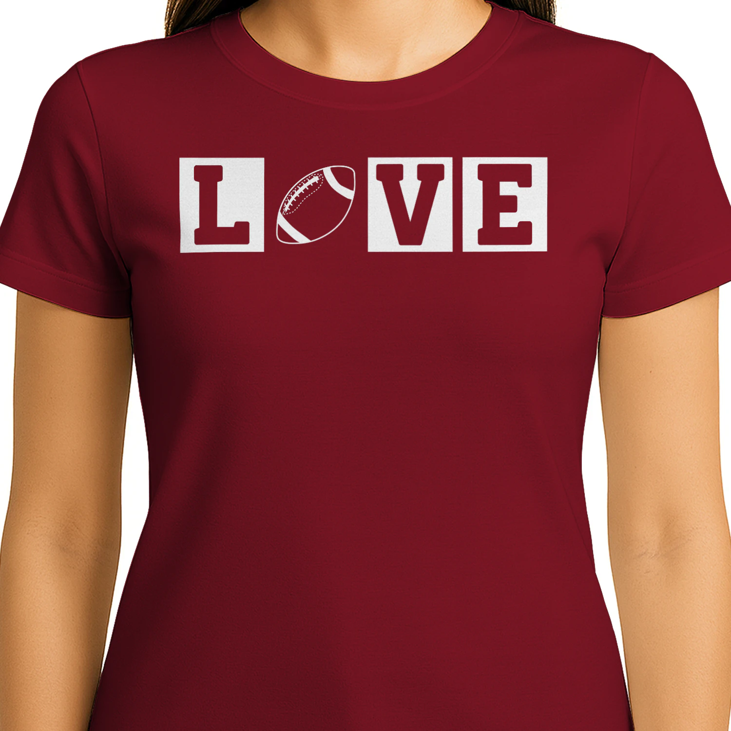 Love Football Season Framed Block Lettering - Athletic Game Day Design