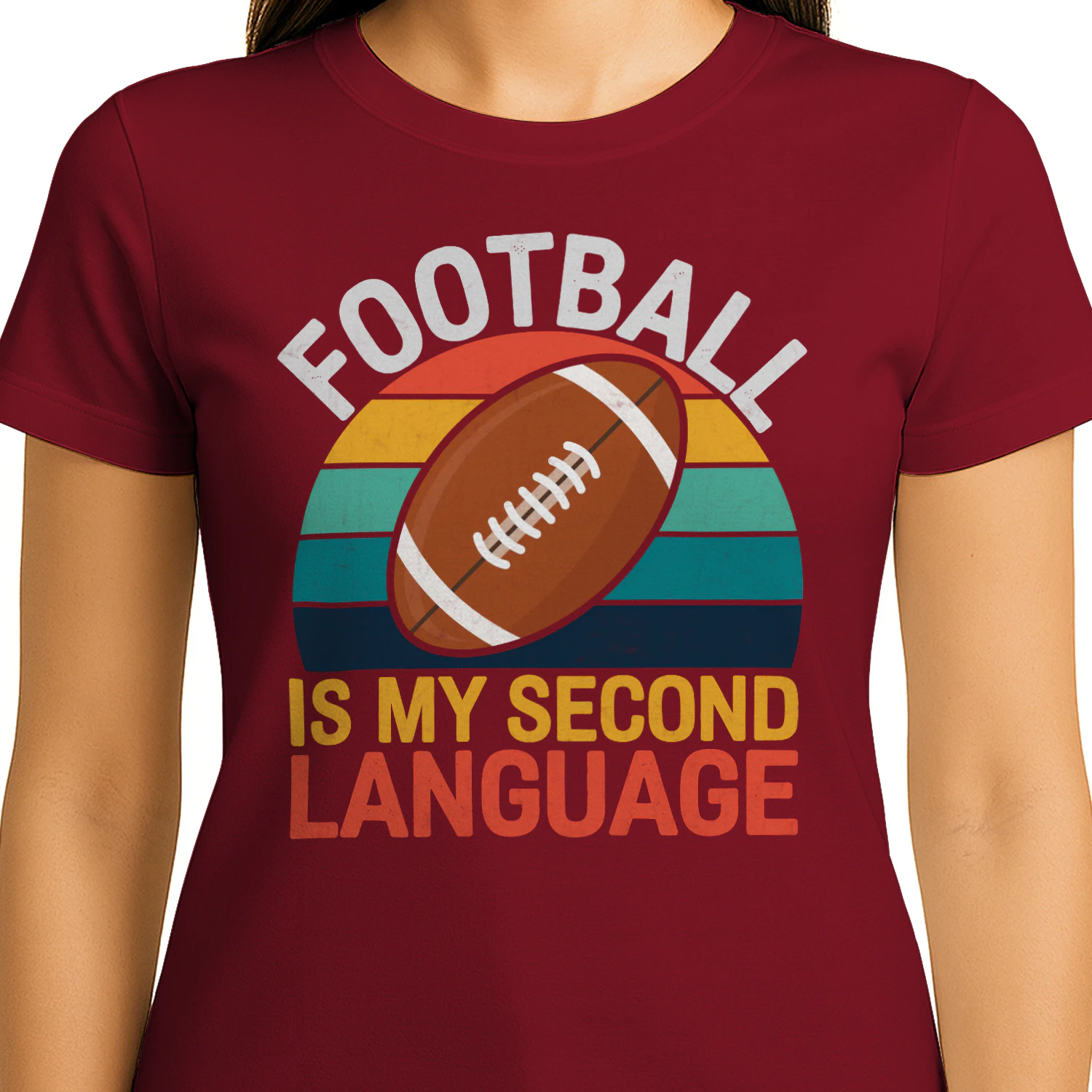 Football Is My Second Language Retro Vintage Sunset - Funny Sports Quote Design
