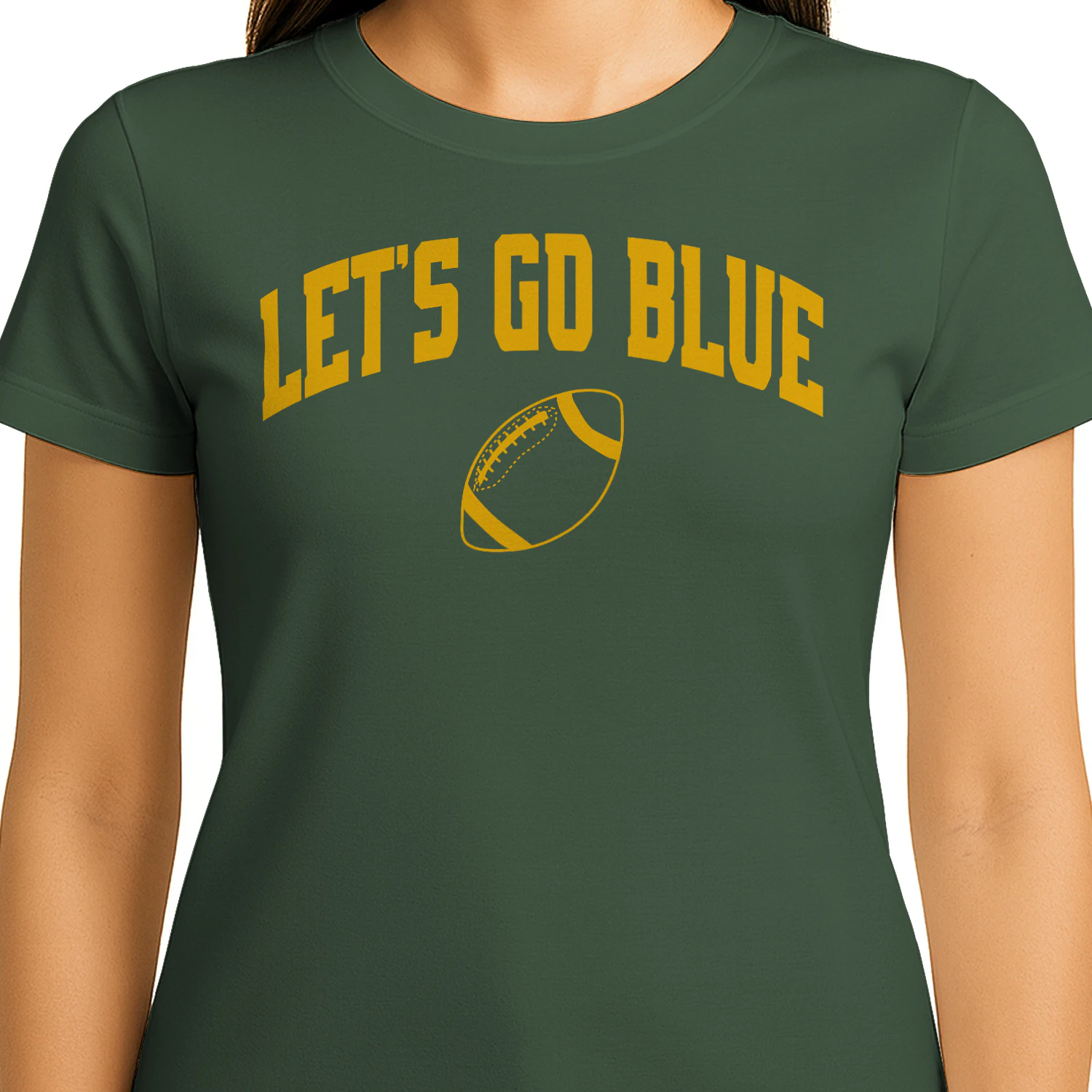 Let's Go Blue Yellow Block Lettering - Football Fan Game Day Design