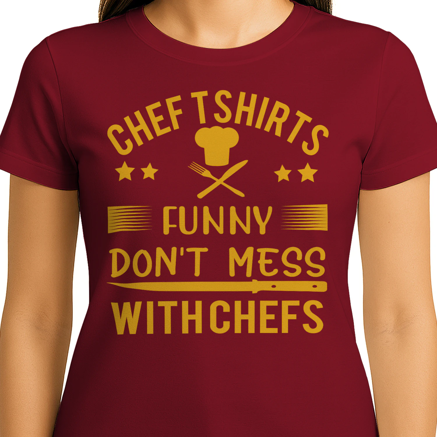 Funny Don't Mess With Chefs Chef Hat Knife Fork Culinary Design