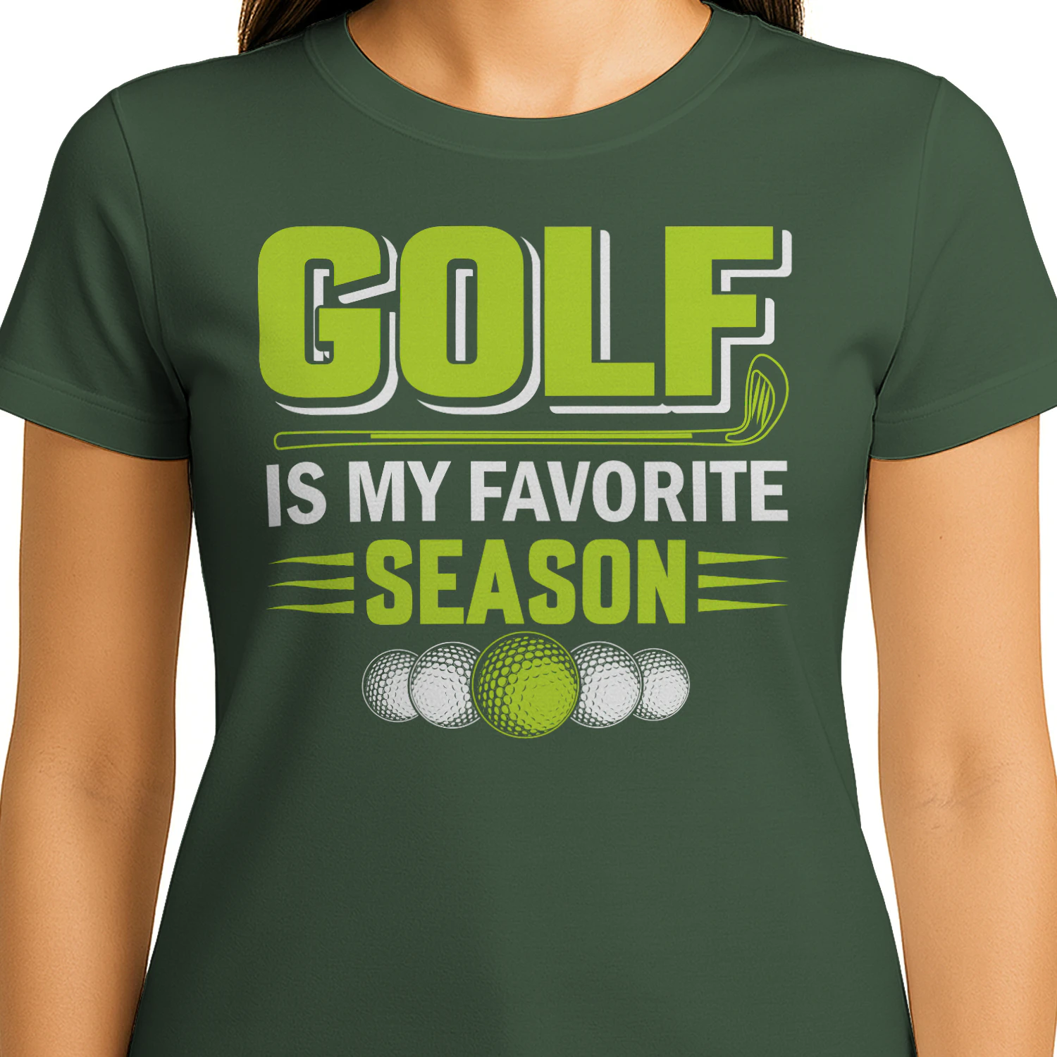 Golf Is My Favorite Season Funny Sports Quote - Vibrant Green Golfer Design