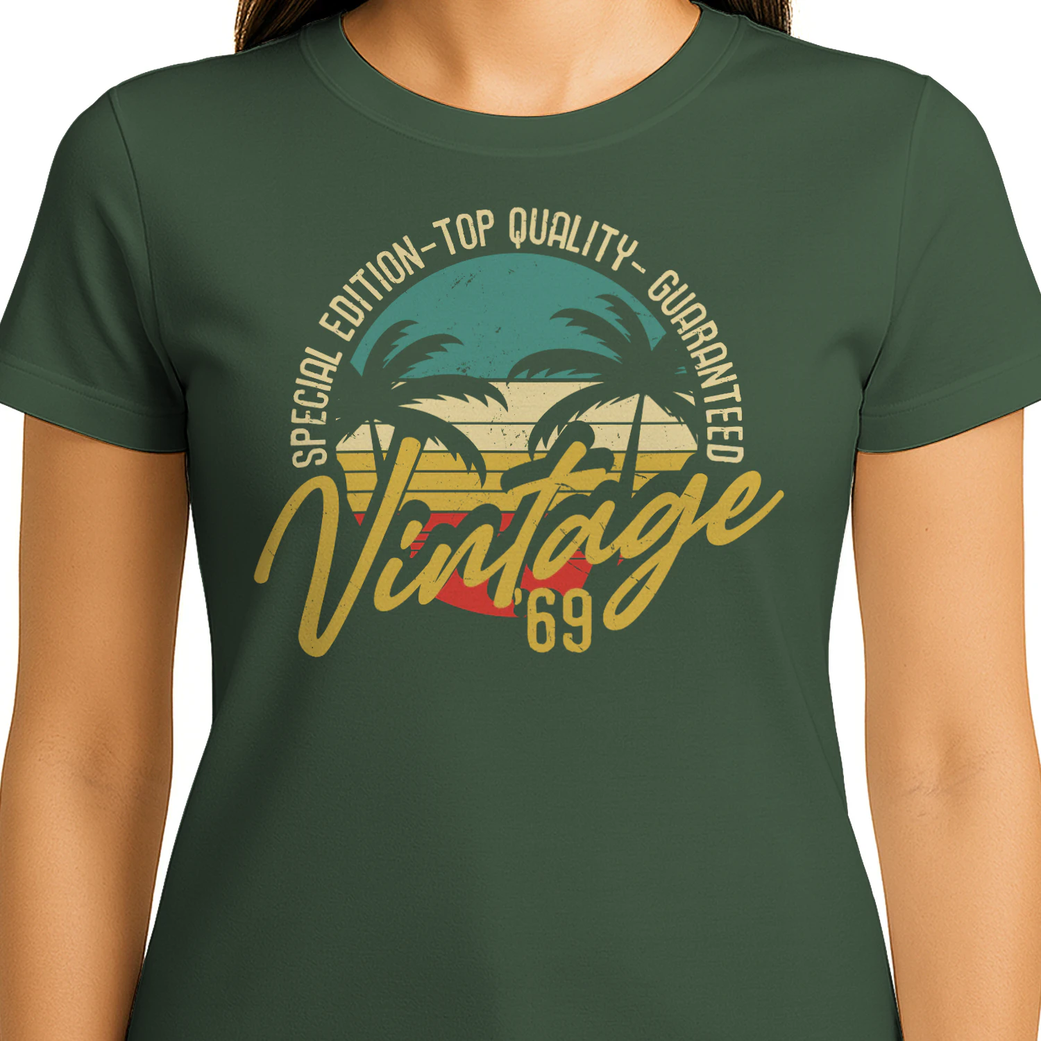 Vintage 69 Tropical Sunset Graphic - Retro Birthday Beach Vacation Style
