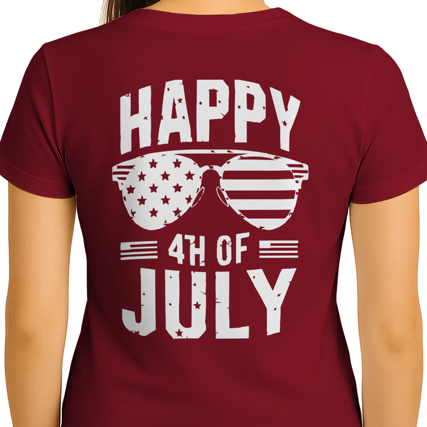 Happy 4th Of July American Flag Sunglasses Typography Graphic
