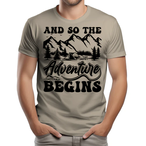 And So The Adventure Begins Vintage Mountain Camping Graphic Design