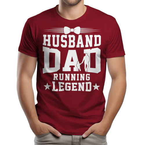 Husband Dad Running Legend - White Bow Tie Father and Child Silhouette Graphic