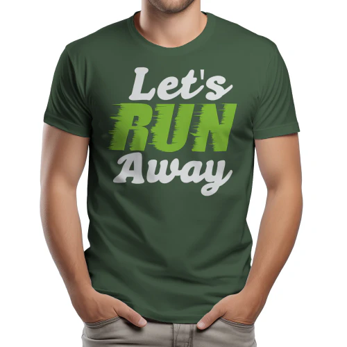 Let's Run Away - Vintage Distressed Green and White Speed Motion Runner Graphic
