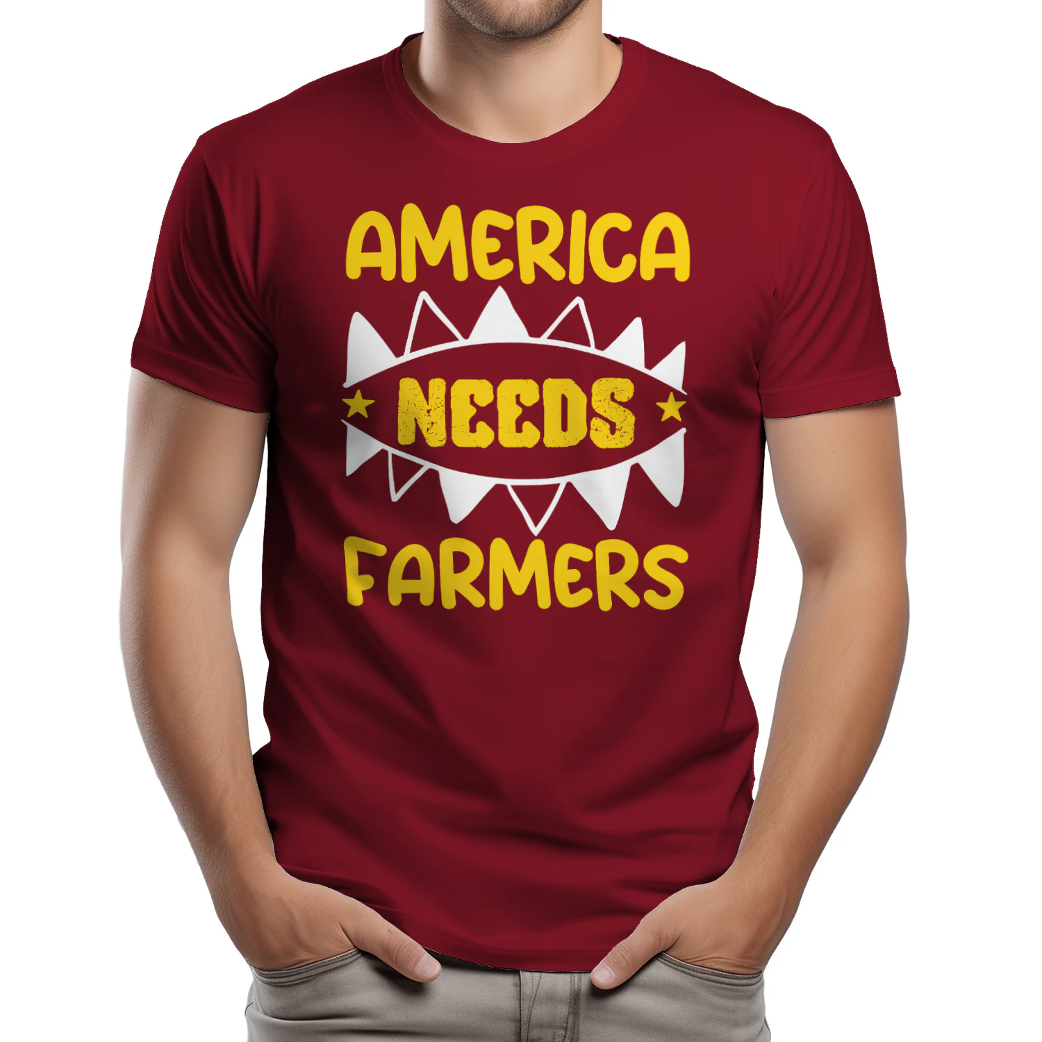 America Needs Farmers - Patriotic USA Agriculture Retro Bubbly Typography Graphic