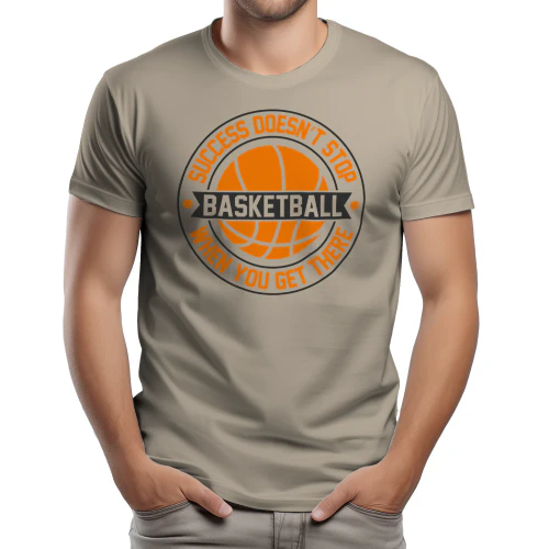 Success Doesn't Stop Basketball - Retro Orange Circular Emblem Slogan Graphic