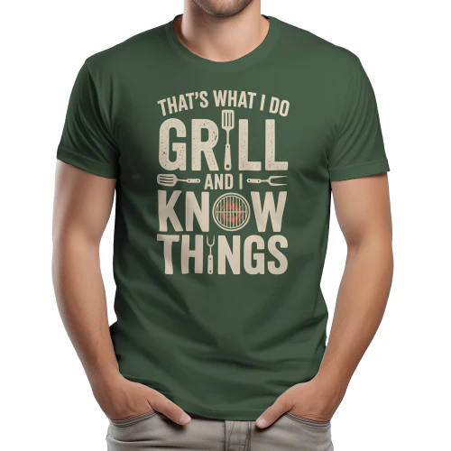 That's What I Do I Grill And I Know Things - Funny BBQ Pitmaster Typography Graphic