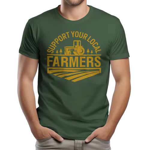 Support Your Local Farmers - Retro Tractor and Field Agriculture Graphic