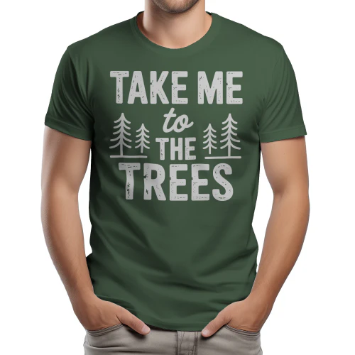 Take Me To The Trees Minimalist Forest Hiking Graphic Design