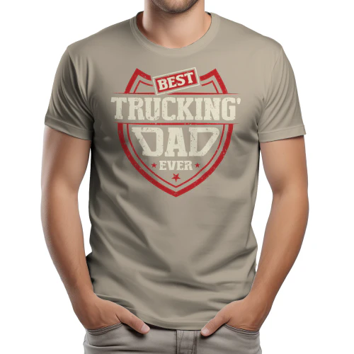 Best Trucking Dad Ever - Funny Vintage Shield Emblem Father's Day Typography Graphic