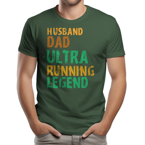 Husband Dad Ultra Running Legend - Vintage Distressed Retro Earth Tone Typography Graphic
