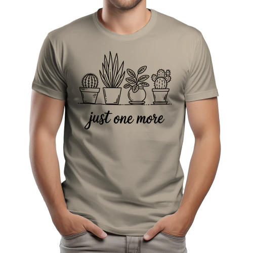 Just One More Plant Minimalist Potted Cactus Line Art Graphic Design