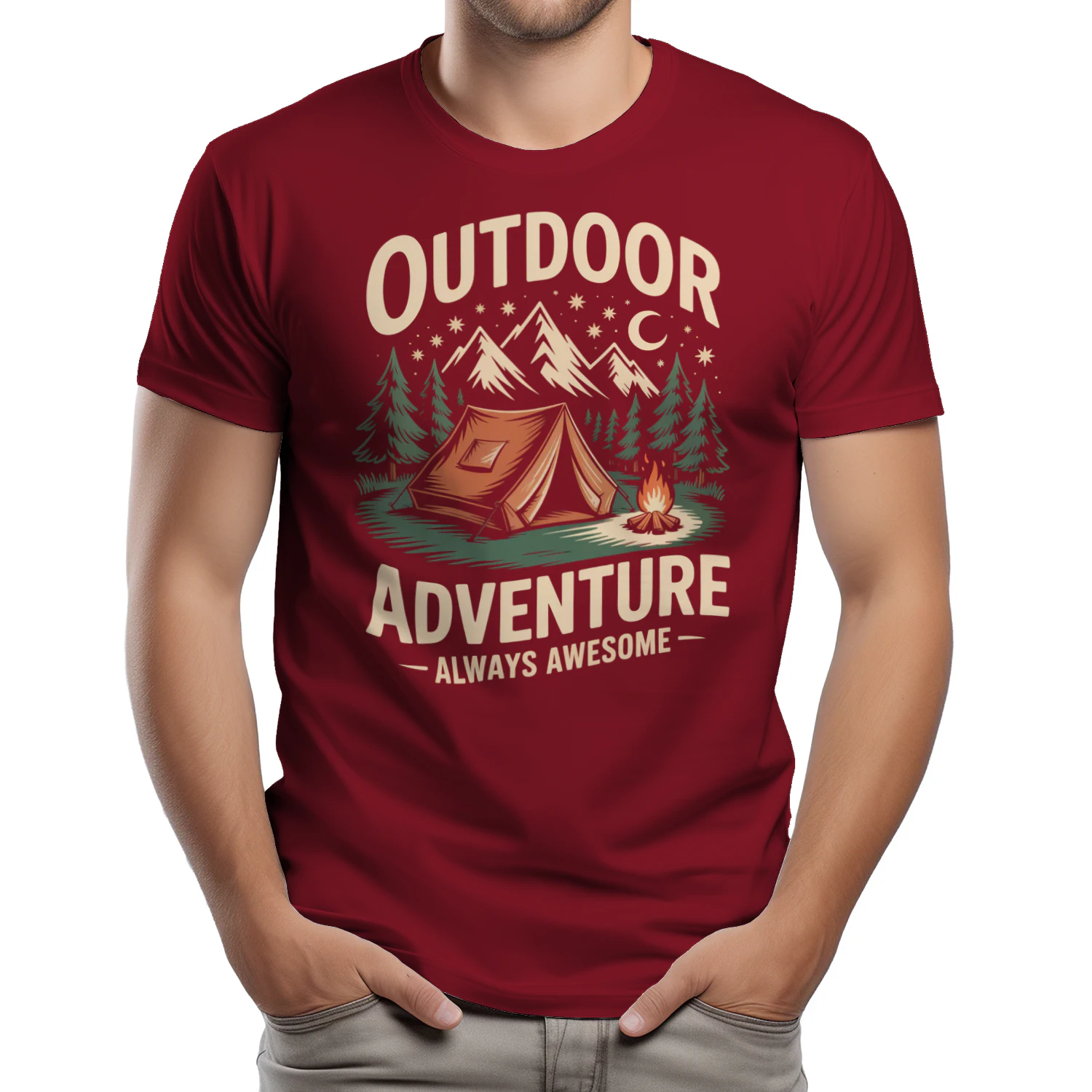 Outdoor Adventure Always Awesome Vintage Camping Tent Graphic Design