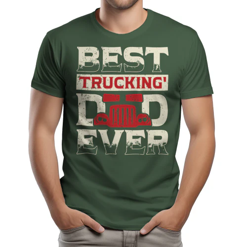 Best Trucking Dad Ever - Funny Vintage Big Rig Grille Father's Day Typography Graphic