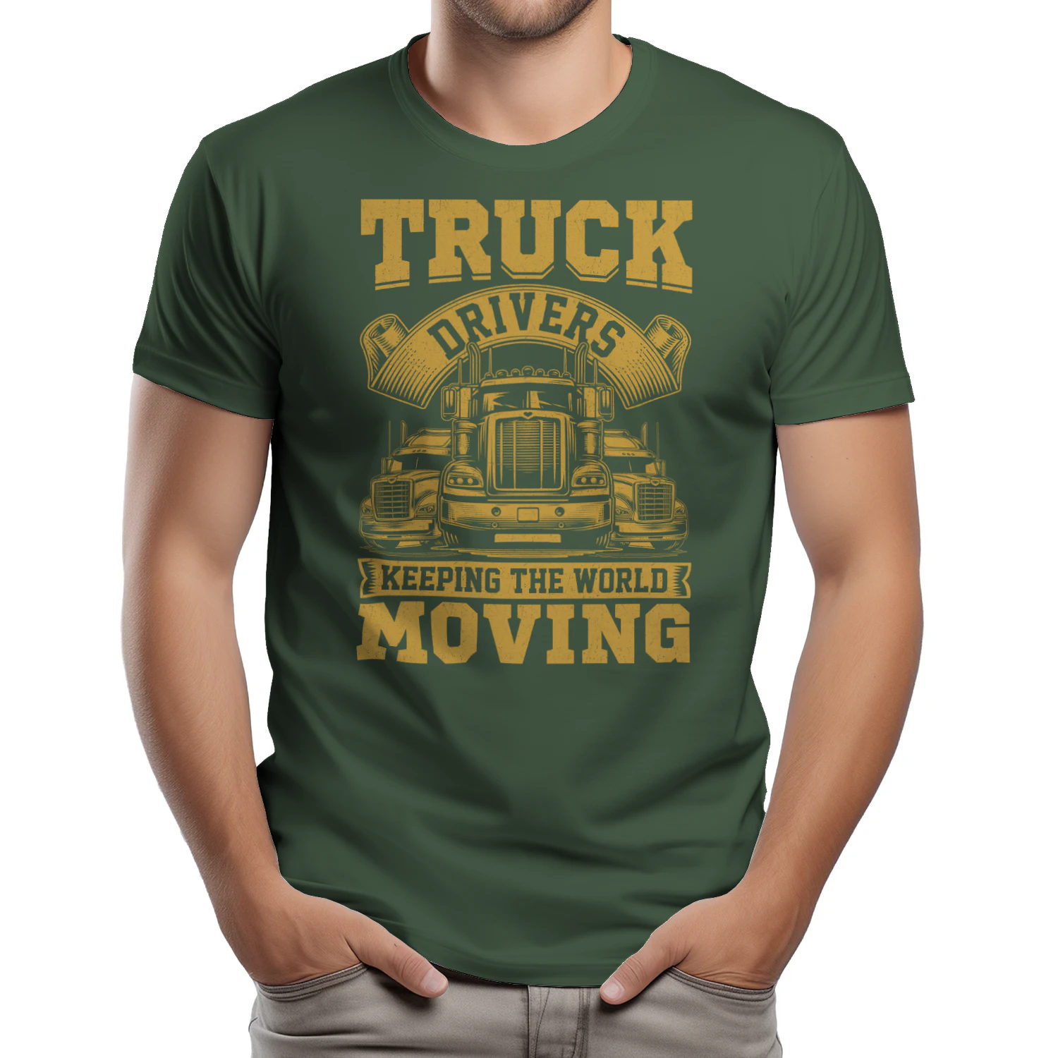 Truck Drivers Keeping The World Moving - Retro Semi Big Rig Typography Graphic
