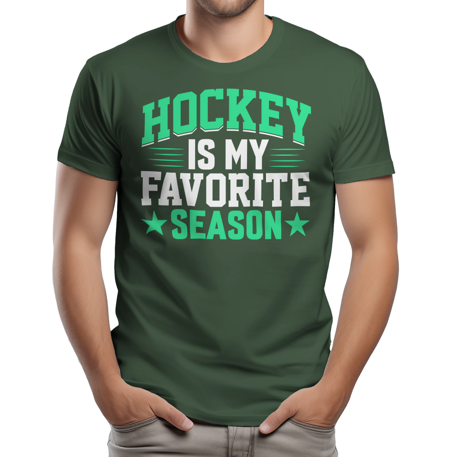 Hockey Season - Retro Mint Green Athletic Typography Graphic for Fans