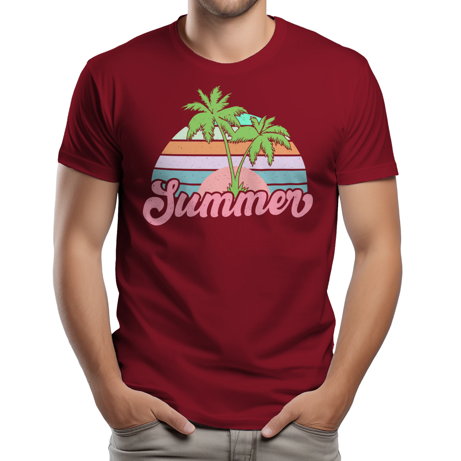 Retro Vintage Summer Palm Trees - 70s Pastel Sunset Tropical Graphic Design