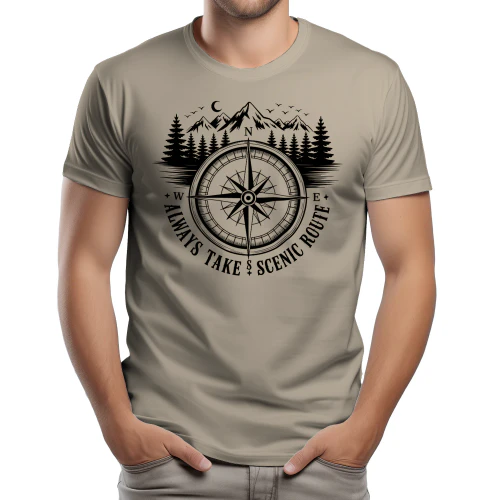 Always Take The Scenic Route Vintage Compass Mountain Graphic Design